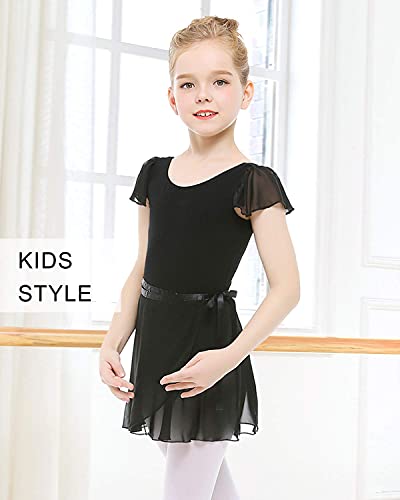 Stelle Girls Women Ballet Skirt Dance Wrap Skirt Chiffon Toddler Ballet Skirts for Little Kid/Big Kid/Adult (Black, 4-6 Years) - Image 3