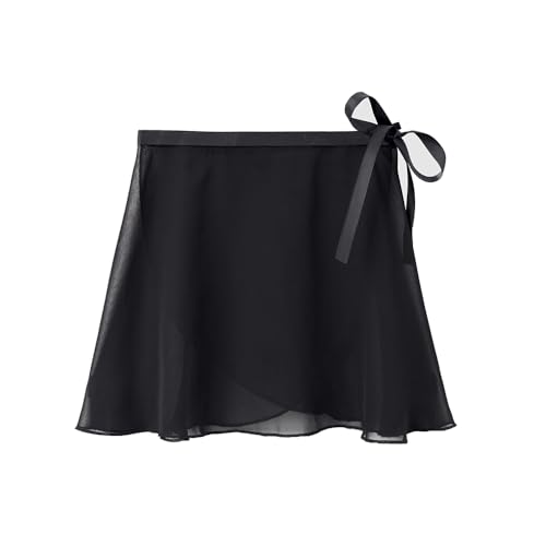 Stelle Girls Women Ballet Skirt Dance Wrap Skirt Chiffon Toddler Ballet Skirts for Little Kid/Big Kid/Adult (Black, 4-6 Years) - Image 5
