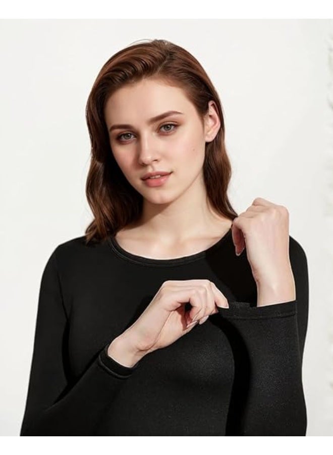 TIKNAL Women’s Thermal Underwear Fleece-Lined Soft Base Layer with Cashmere-Like Feel for Winter Black - Image 3