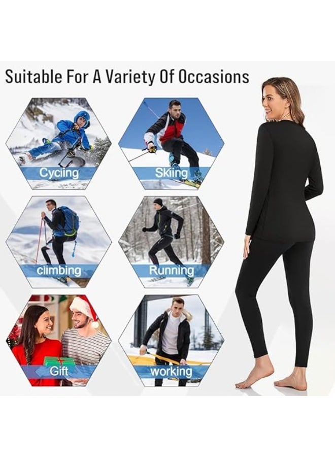 TIKNAL Women’s Thermal Underwear Fleece-Lined Soft Base Layer with Cashmere-Like Feel for Winter Black - Image 2