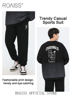 roaiss 2 Piece Outfits Oversized Fleece Sweatsuits Letter Graphic Hoodies Sweatshirt and Jogger Sweatpants  - Image 2