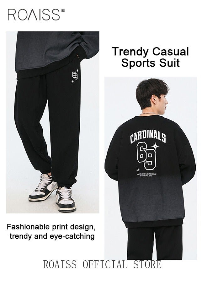 roaiss 2 Piece Outfits Oversized Fleece Sweatsuits Letter Graphic Hoodies Sweatshirt and Jogger Sweatpants - Image 2