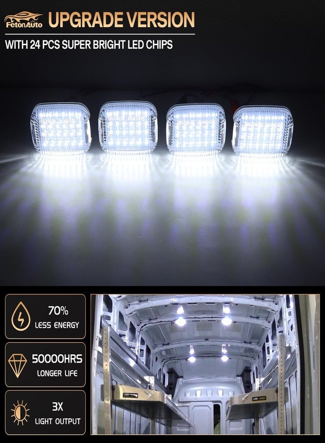 FetonAuto 4PCS Transit Interior Carbin Courtesy Load Space Area Roof Top Cargo Van LED Lights with Wire Harness Accessories for 2014-2024 Ford Transit 150 250 350 HD Connect, White 6000K - Image 2