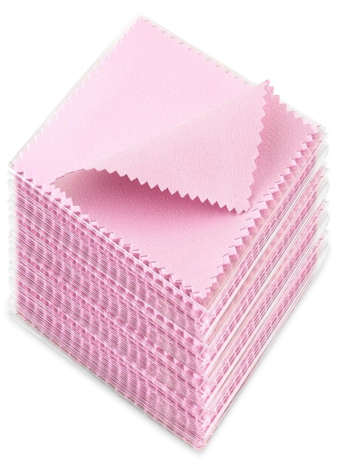 wegoup 100 Pack Jewelry Polishing Cloth, 3.15" x 3.15" Pink Cleaning Cloths, Small Silver Cleaning & Polishing Cloth for Jewelry, Individually Wrapped. - Image 1