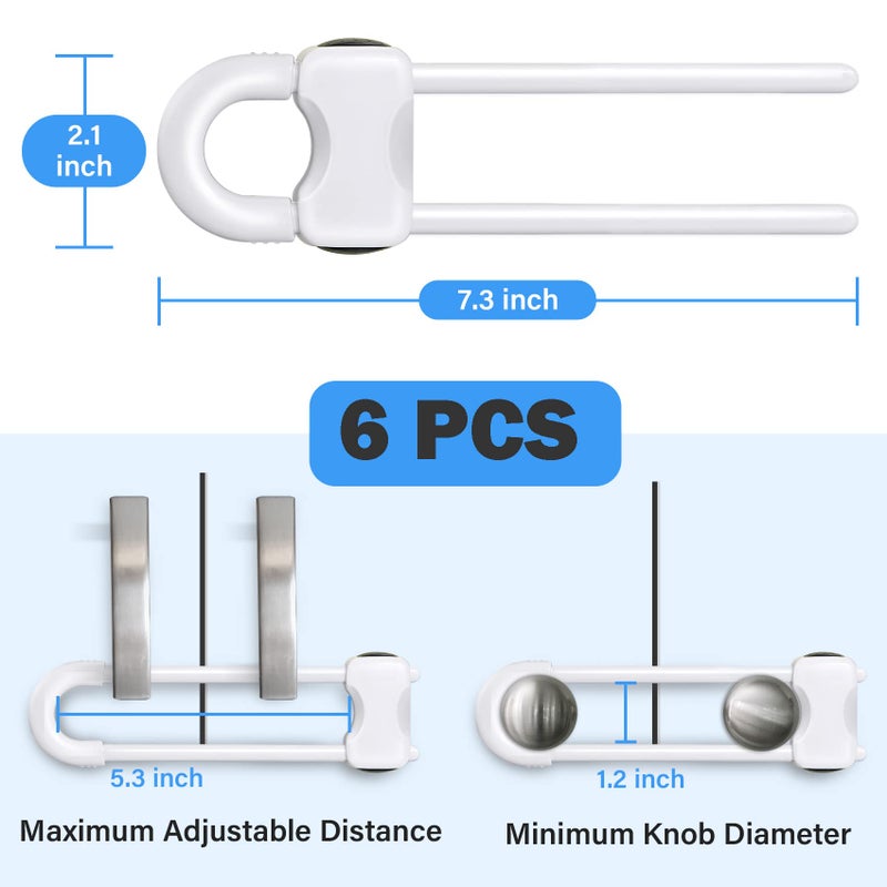SPISPI Baby Proofing Cabinets,Cabinet Locks for Babies,U-Shaped Child Locks for Cabinets, Child Proof Cabinet Latches,Child Safety Cabinet Locks with Adjustable by SPISPI (Pack of 6) - Image 2