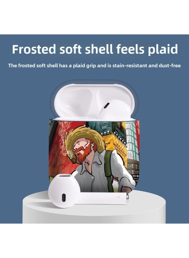 Kk Van Gogh Protective Case Protective Case Apple Generation Bluetooth Earphone Case Second Generation Soft Case-Body Color:Airpodspro2 Generation-Memory Capacity:【waves】frosted Feel - Image 4