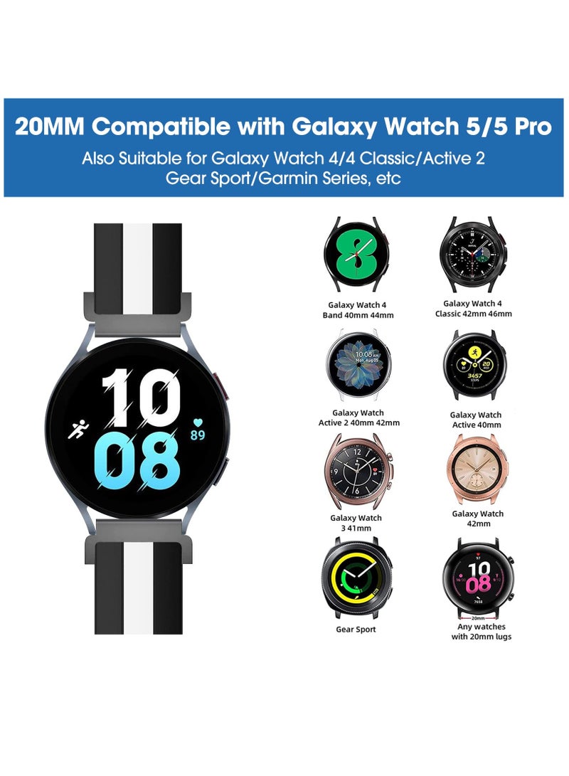 Compatible Band for Samsung Galaxy Watch 5 & 5 Pro, 20mm Soft Silicone Strap for Galaxy Watch 3 and Active 2, Stylish Bands for Men and Women. - Image 4