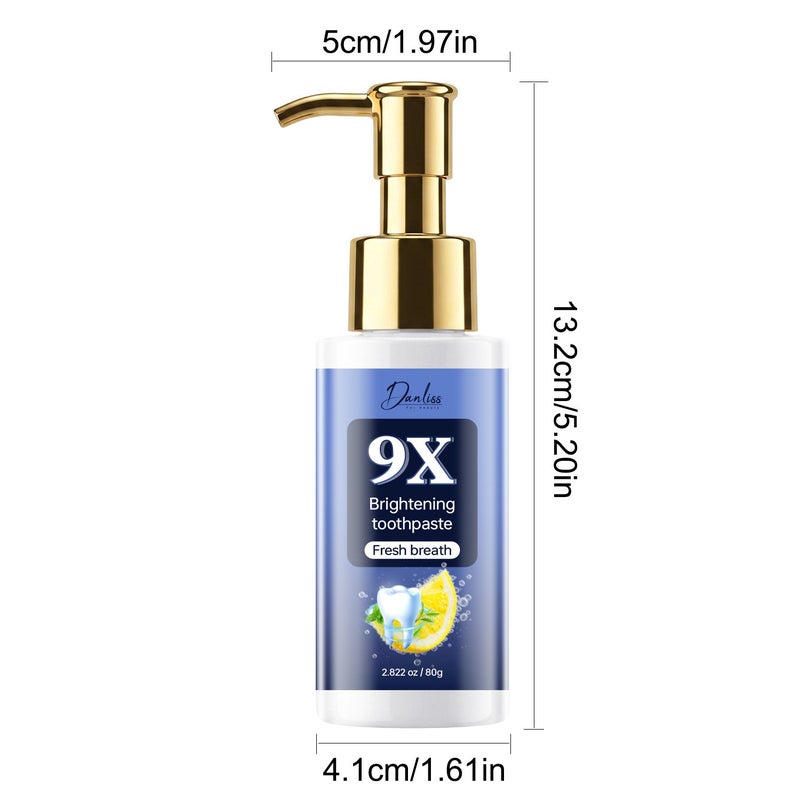 دانليس Danliss 9X منظف أسنان سائل بمضخة 80 جرام - معطر بالليمون، لإزالة الاصفرار والبقع وتفتيح الأسنان - Image 5
