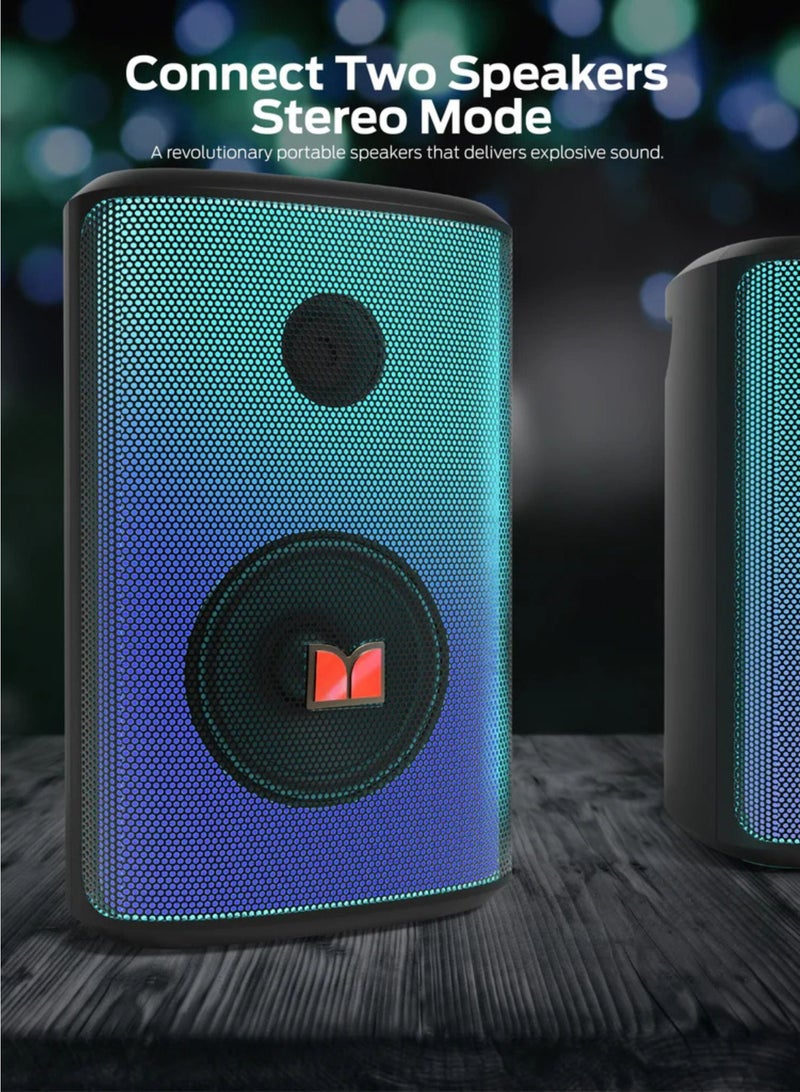 مونستر مكبر صوت سباركل لاود بتقنية البلوتوث 80 وات، مكبر صوت للحفلات بصوت قوي وباس ثقيل، شاشة كاملة، أضواء ملونة، وقت تشغيل 24 ساعة، تشغيل AUX وUSB، مكبر صوت محمول مقاوم للماء للمنزل الخارجي - Image 5