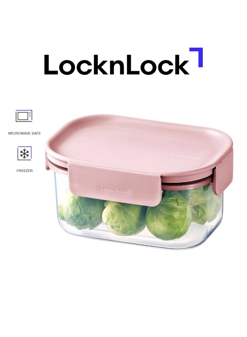 LocknLock حاوية طعام لوكن لوك كلاسيك بلس مستطيلة - 385 مل وردي، قفل من 4 جوانب، قابلة للتكديس ومضادة للتسرب - Image 1