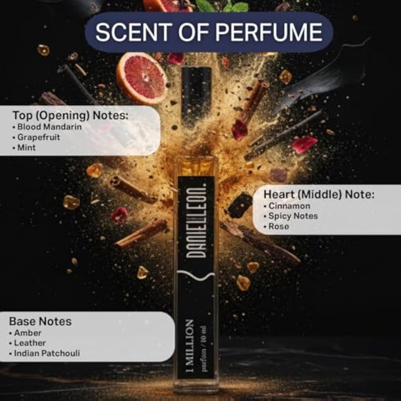 Daniel Leon Men’s Perfume Package Set | 4×10ml Inspired Fragrance Testers | 1 Million, 212 VIP, Black Afgano & D&G | Long-Lasting - Image 4