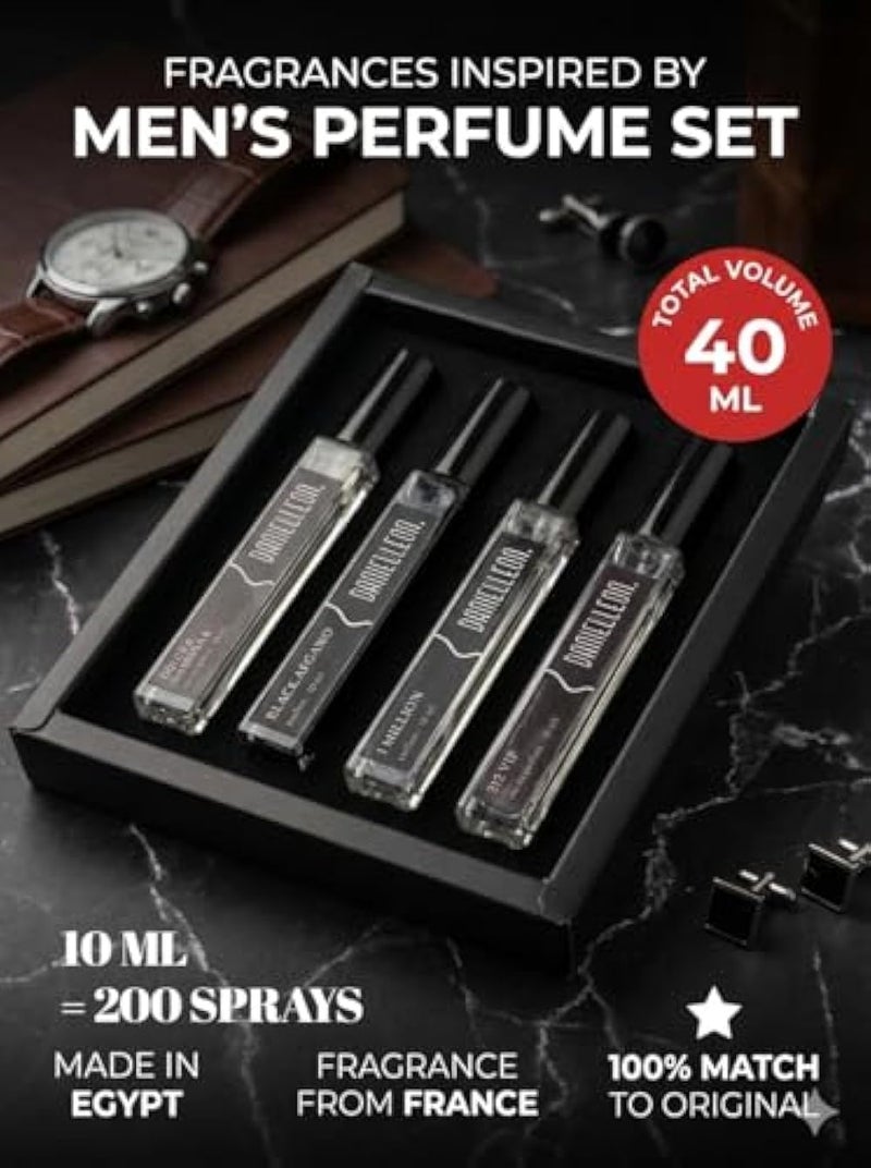 Daniel Leon Men’s Perfume Package Set | 4×10ml Inspired Fragrance Testers | 1 Million, 212 VIP, Black Afgano & D&G | Long-Lasting - Image 2