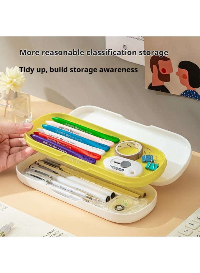 علبة أقلام لطيفة للطلاب، حقيبة أقلام بسعة كبيرة بطبقتين مع تصميم روبوت، حقيبة أقلام متعددة الاستخدامات مقاومة للماء للأطفال - Image 2
