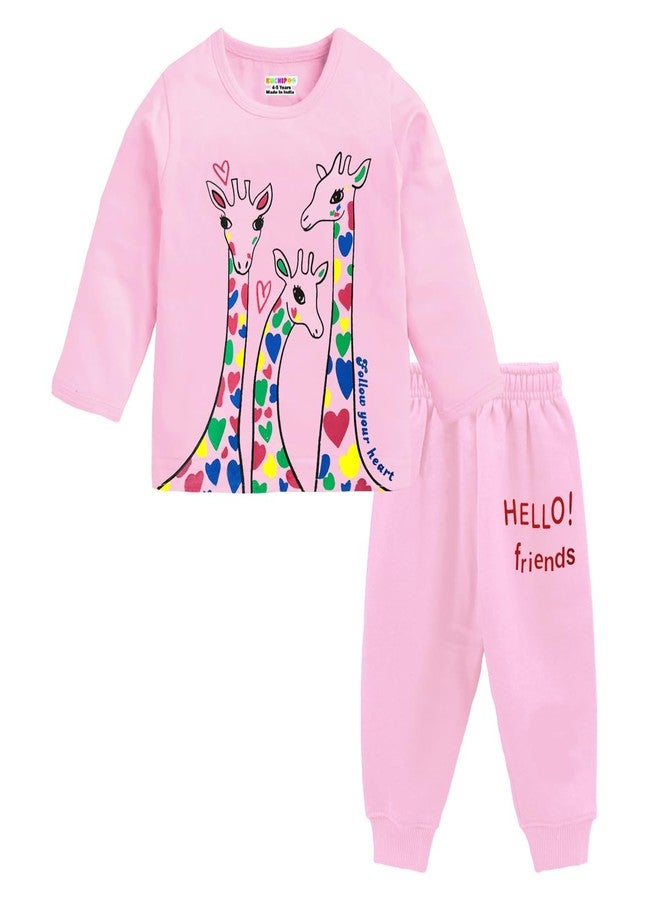 Kuchipoo Baby Girl Regular Fit Cotton T-Shirts and Pyjamas Set (KUC-PSUT-134, 12-18 Months, Multi-Colored), Printed - Image 3
