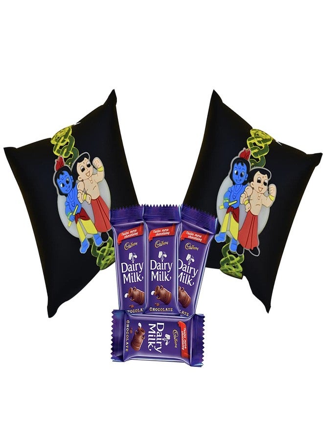 Natali Traders Designer Rakhi Combo For Brother Kids Pack of 2 With Chocolates Chota Bhai-Wristband Gift - Rakhi Gift Hamper For Younger Brother and Sister - Image 1