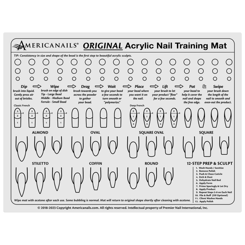 AMERICANAILS .COM Americanails Acrylic Nail Training Mat - Silicone Trainer Sheet for Application Practice, Flexible Roll Up Pad Template for Acrylic Fingernails, Learn How to Apply Acrylic Nails - Image 5