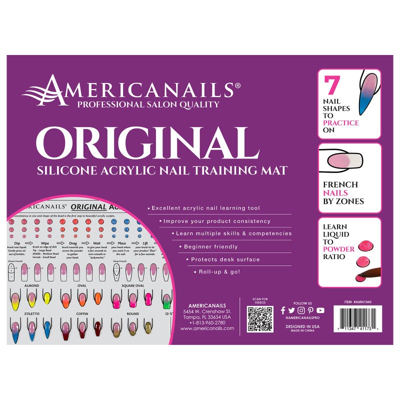 AMERICANAILS .COM Americanails Acrylic Nail Training Mat - Silicone Trainer Sheet for Application Practice, Flexible Roll Up Pad Template for Acrylic Fingernails, Learn How to Apply Acrylic Nails - Image 2