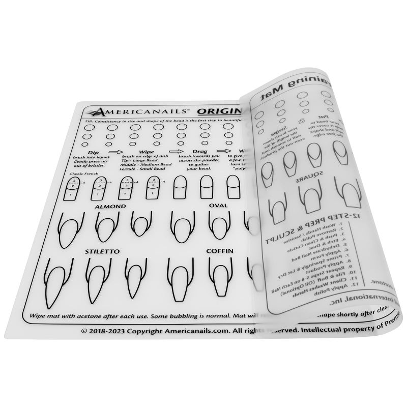 AMERICANAILS .COM Americanails Acrylic Nail Training Mat - Silicone Trainer Sheet for Application Practice, Flexible Roll Up Pad Template for Acrylic Fingernails, Learn How to Apply Acrylic Nails - Image 4