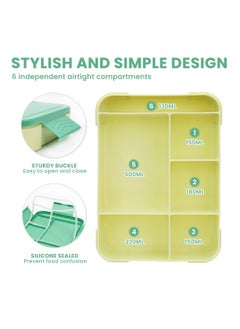 Excefore Bento Box, Leak-Proof Lunch Box 45OZ, Lunch Containers for Adult Food Storage Container with Leak-proof Silicone Ring Suitable for Microwave Dishwasher (Green)  - Image 5