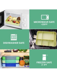 Excefore Bento Box, Leak-Proof Lunch Box 45OZ, Lunch Containers for Adult Food Storage Container with Leak-proof Silicone Ring Suitable for Microwave Dishwasher (Green)  - Image 3