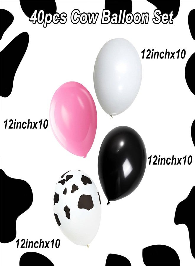 Tagberoy Cow Print Balloons, 12 Inch Black White and Pink Latex Balloons for Birthday, Baby Shower, Cowboy Cowgirl Themed Farm Party Decorations Supplies - Image 2