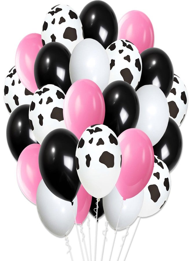 Tagberoy Cow Print Balloons, 12 Inch Black White and Pink Latex Balloons for Birthday, Baby Shower, Cowboy Cowgirl Themed Farm Party Decorations Supplies - Image 1