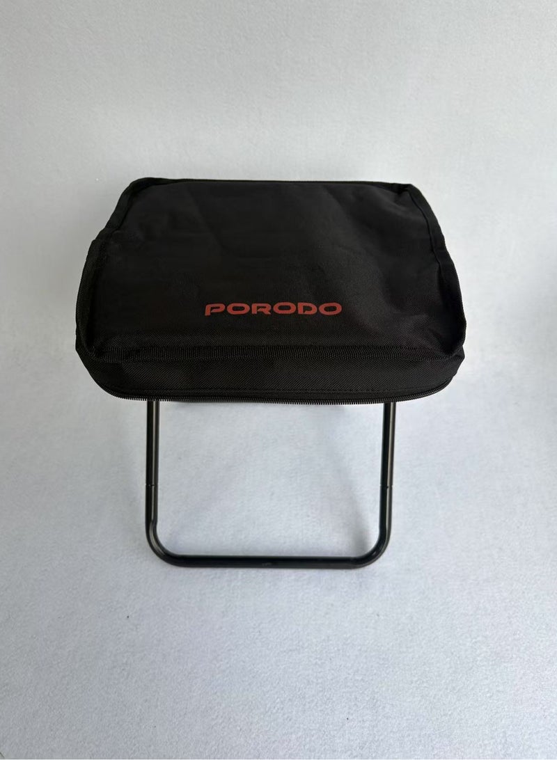 porodo Quick-Fold Portable Camping Seat/ Ultra-Compact/ Lightweight/ 100kg Load Capacity/ Comfortable X-Frame Design with Fast One-Step Setup/ Breathable 600D Fabric/ Outdoor Chair With Handy Storage Pouch- Black - Image 4