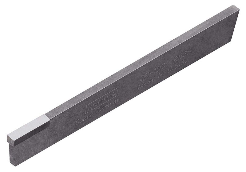 CR-102 Cut Off Tool - CR Style - Brazed, .0938" Width, .073" Square Shank Width, 1/2" Square Shank Height, 4-1/2" OAL, Uncoated