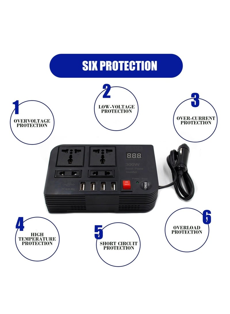 High Power 300W Car Inverter with USB & AC Power Outlet – Mobile Travel Charger - Image 4