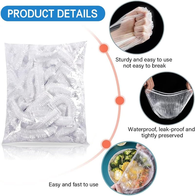 SKY-TOUCH 100pcs Disposable Food Cover Plastic Wrap｜Fresh Keeping Bags Food Storage Covers｜Plastic Disposable Cling Film｜Containers Caps Fridge Storage Kitchen Transparent Saver Bag - Image 2