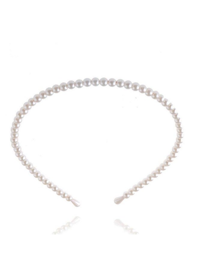 Aysekone - 2 Pack Simple Design Imitation Pearl Headband Lady Full Pearl Bead Fashion Stylish Headband Wedding Party Bridal Hair Hoop - Image 1