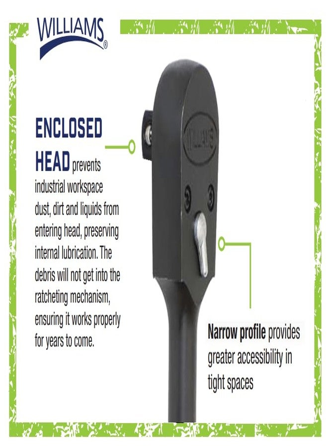 Williams JHWSB-52EHA 1/2-Inch Drive Enclosed Head Ratchet with Black Industrial Finish, Single Pawl Ratchet Design, 36 Tooth Gear Engagement - 10-1/4 Inches - Image 2