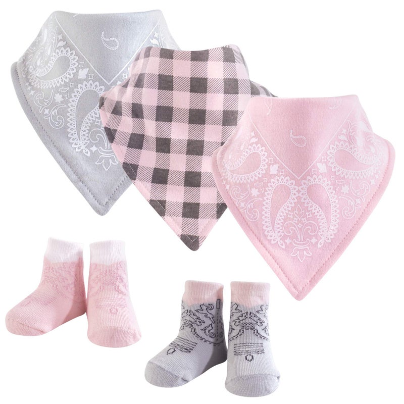 hudson baby Hudson Baby Unisex Baby Cotton Bib and Sock Set Cowgirl One Size