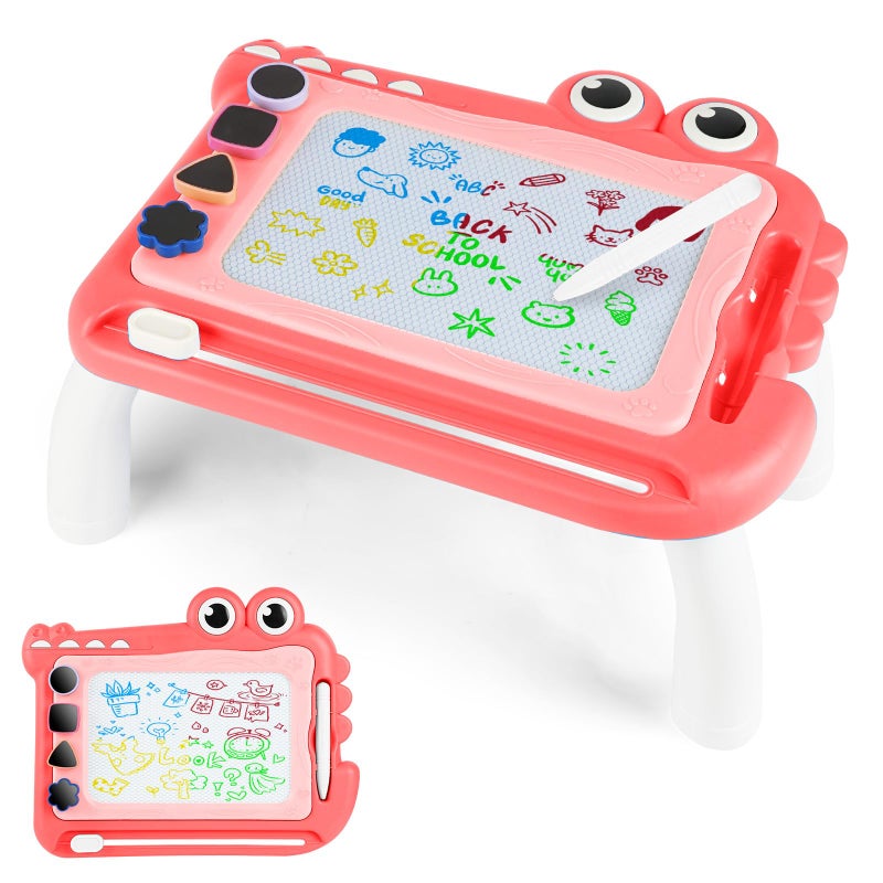 OFFCUP Magic Slate Child, Baby Toy 1-5 Years Old Magnetic Drawing Board 4 Colours with Pen and 3 Stamps, Erasable Magnetic Board Educational Toy for Girls Boys, Pink Elephant - Image 1