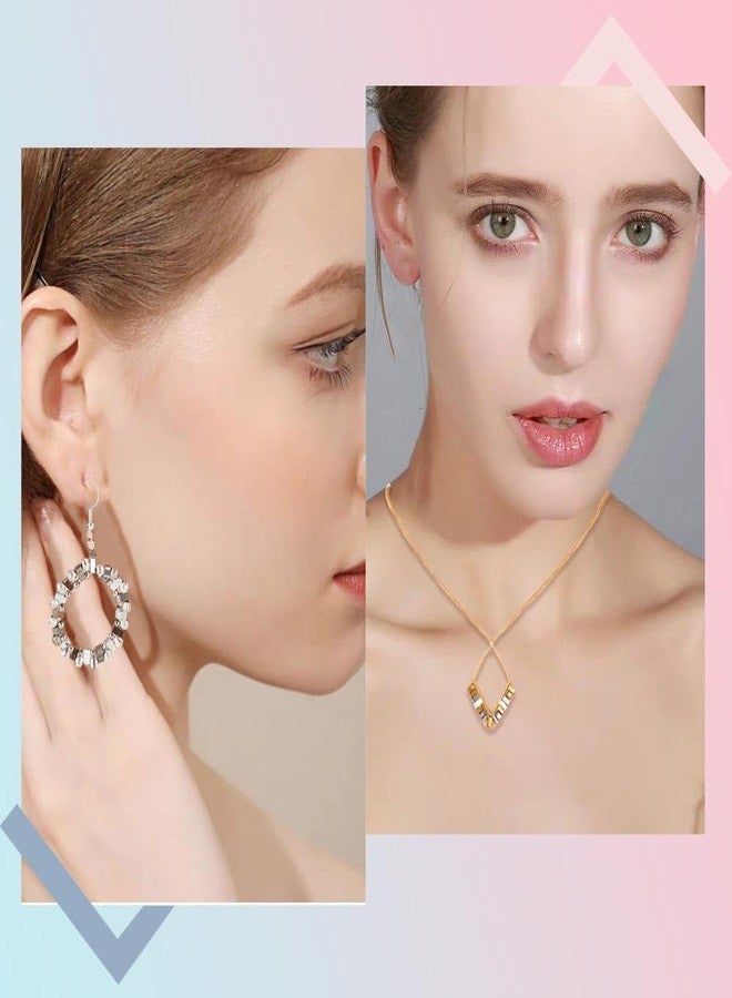 CREATCABIN 450Pcs 2 Hole Half Tila Beads 3 Colors Glass Beads Square Rectangle Mini Opaque with Plastic Container for Craft Bracelet Necklace Earring Jewelry Making(Silver Gold Brown) 5x2mm - Image 5