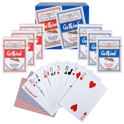 GOTHINK Playing Cards 6 Decks of Cards Poker Size Standard Index for Texas Holdem Blackjack Euchre Canasta Card Game Casino Grade Poker Cards - Image 1