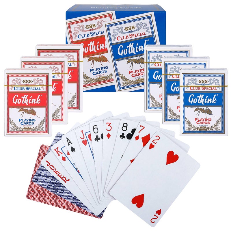 GOTHINK Playing Cards 6 Decks of Cards Poker Size Standard Index for Texas Holdem Blackjack Euchre Canasta Card Game Casino Grade Poker Cards - Image 3