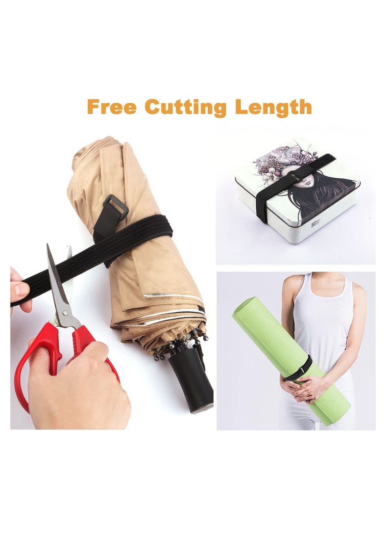 Generic - Adjustable Cable Straps with 50 Buckles Free Cut Length Black Reusable Fastening Cable Ties Hook and Loop Securing Strap for Cable Tidy Wire Management Cord Organizer - Image 1