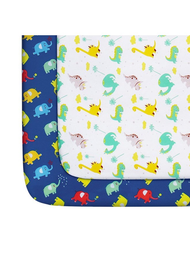 Moonsea Pack and Play Sheets Boys Animals, Compatible with Graco Pack and Play, Soft and Breathable Material, Dinosaur & Elephant  - Image 1