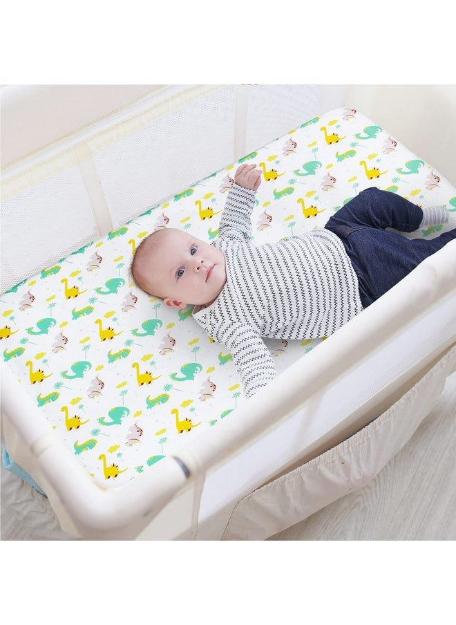 Moonsea Pack and Play Sheets Boys Animals, Compatible with Graco Pack and Play, Soft and Breathable Material, Dinosaur & Elephant  - Image 4