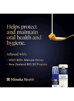 Manuka health Manuka Honey Throat Spray With Propolis.67 Fl Oz Protects & Freshens Mgo 400+ Bio30 New Zealand Propolis  - Image 3