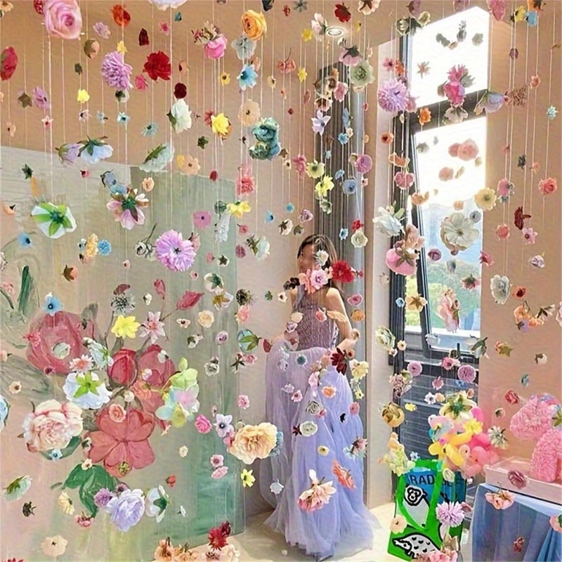 KASTWAVE 20 Pcs Artificial Flower Garlands, Hanging Wildflower Backdrop Decoration, Faux Silk Flower Vines for Wedding Arch, Garden Wall, and Party Floral Decor - Image 1