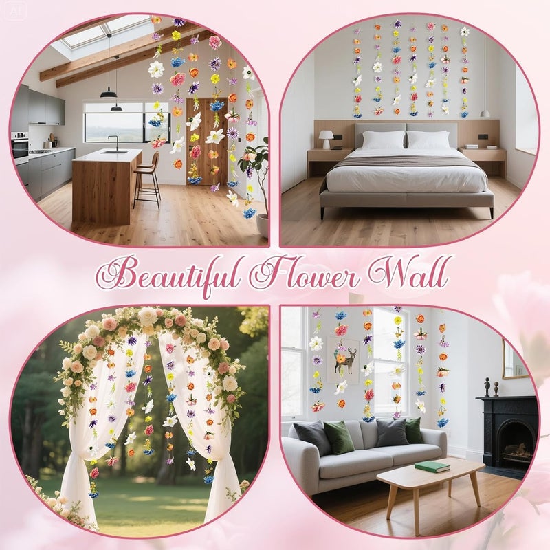 KASTWAVE 20 Pcs Artificial Flower Garlands, Hanging Wildflower Backdrop Decoration, Faux Silk Flower Vines for Wedding Arch, Garden Wall, and Party Floral Decor - Image 5