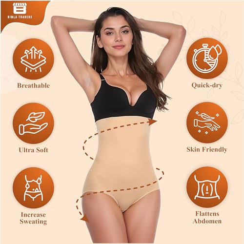 Btag High-Waist Tummy Tucker Shapewear for Women | Seamless Body Shaper | Invisible Under Dresses | Slimming Control Panty (Skin_2XL) - Image 5