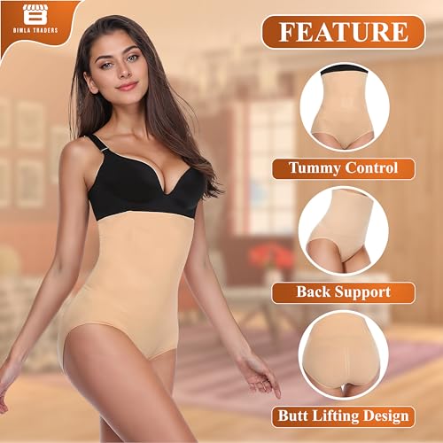 Btag High-Waist Tummy Tucker Shapewear for Women | Seamless Body Shaper | Invisible Under Dresses | Slimming Control Panty (Skin_2XL) - Image 2
