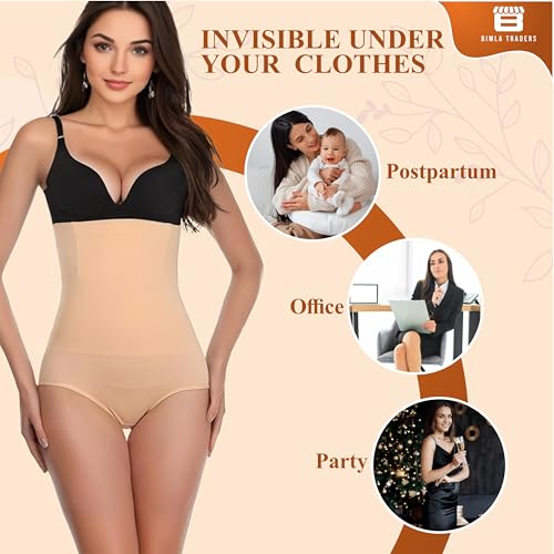 Btag High-Waist Tummy Tucker Shapewear for Women | Seamless Body Shaper | Invisible Under Dresses | Slimming Control Panty (Skin_2XL) - Image 4