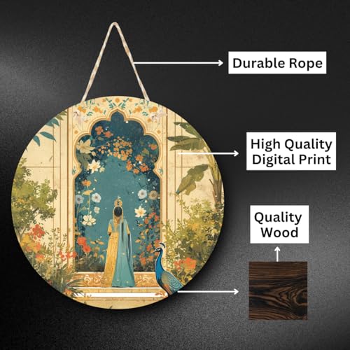 RADIQORE Decorative Pichwai Art Wooden Wall Hanging Decoration Items for Home | Bedroom | Mdf Designer Artwork for Living Room | Ideal Gift | Stylish Modern Decor Item for Hall (Set of 2) (Peacock 2) - Image 5