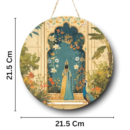 RADIQORE Decorative Pichwai Art Wooden Wall Hanging Decoration Items for Home | Bedroom | Mdf Designer Artwork for Living Room | Ideal Gift | Stylish Modern Decor Item for Hall (Set of 2) (Peacock 2) - Image 4