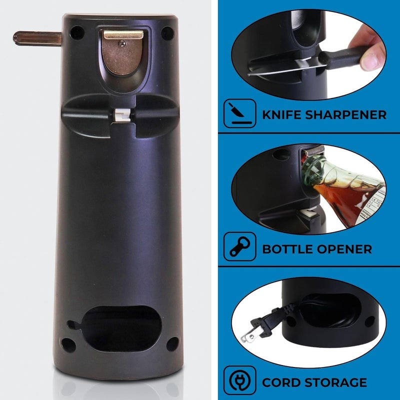 Koolatron Kenmore Electric Can Opener - Arthritis-Friendly, Bottle Opener, Knife sharpener, Latas Abrelatas, Cord Storage, Automatic Countertop Appliance Stainless Steel Detachable Cutting Lever - Image 3