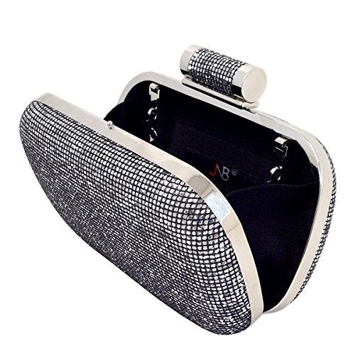 JNB Women's Sparkling Glitter Evening Box Clutch,Silver - Image 2